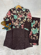 Pramukh Fab Dark Brown Color Cotton Co-ord Set - Distacart