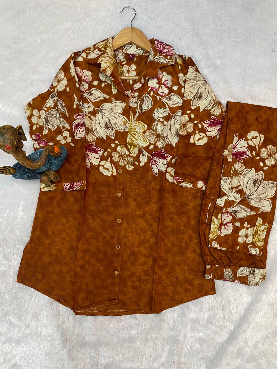 Pramukh Fab Mustard Color Cotton Co-ord Set - Distacart