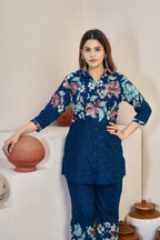 Pramukh Fab Teal Color Cotton Co-ord Set - Distacart