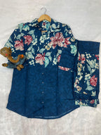 Pramukh Fab Teal Color Cotton Co-ord Set - Distacart