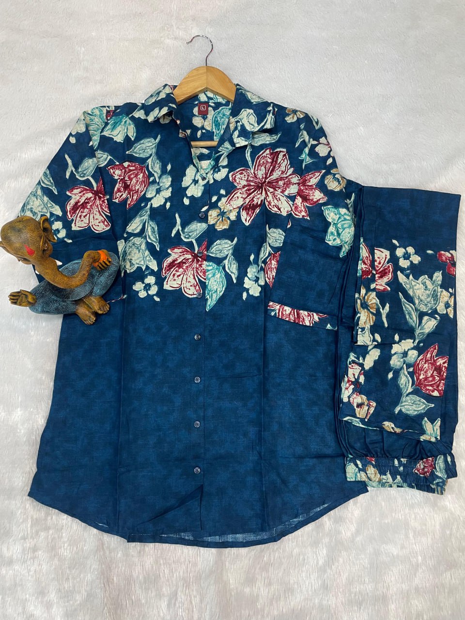 Pramukh Fab Teal Color Cotton Co-ord Set - Distacart