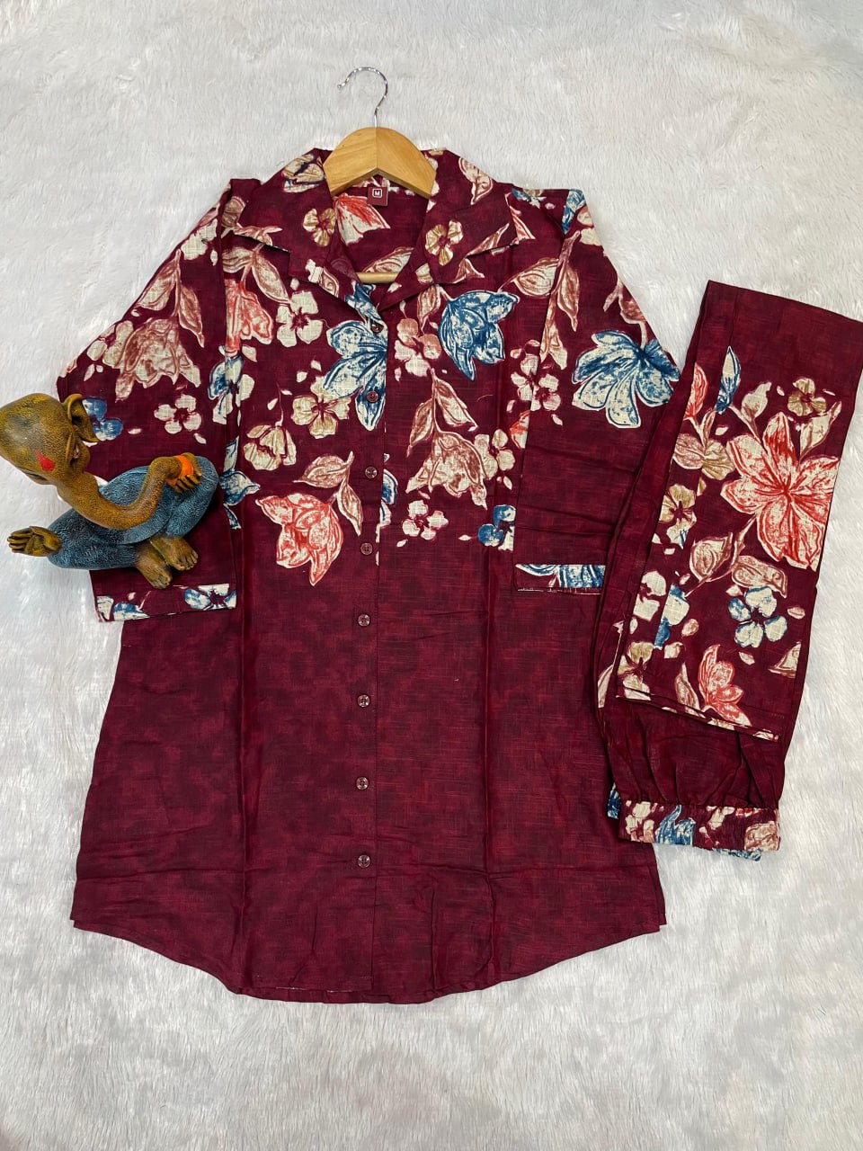 Pramukh Fab Maroon Color Cotton Co-ord Set - Distacart