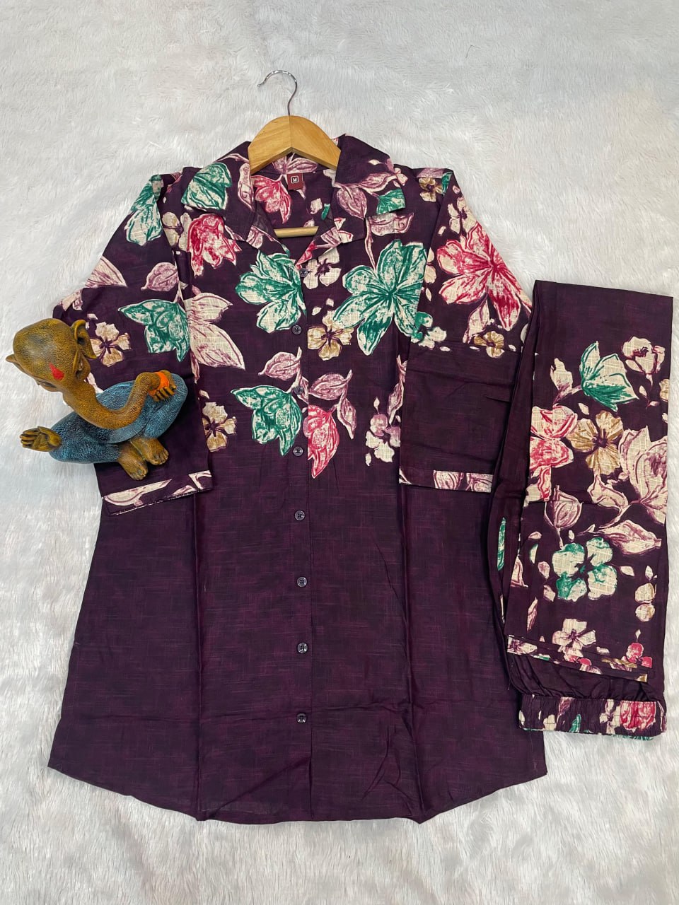 Pramukh Fab Purple Color Cotton Co-ord Set - Distacart