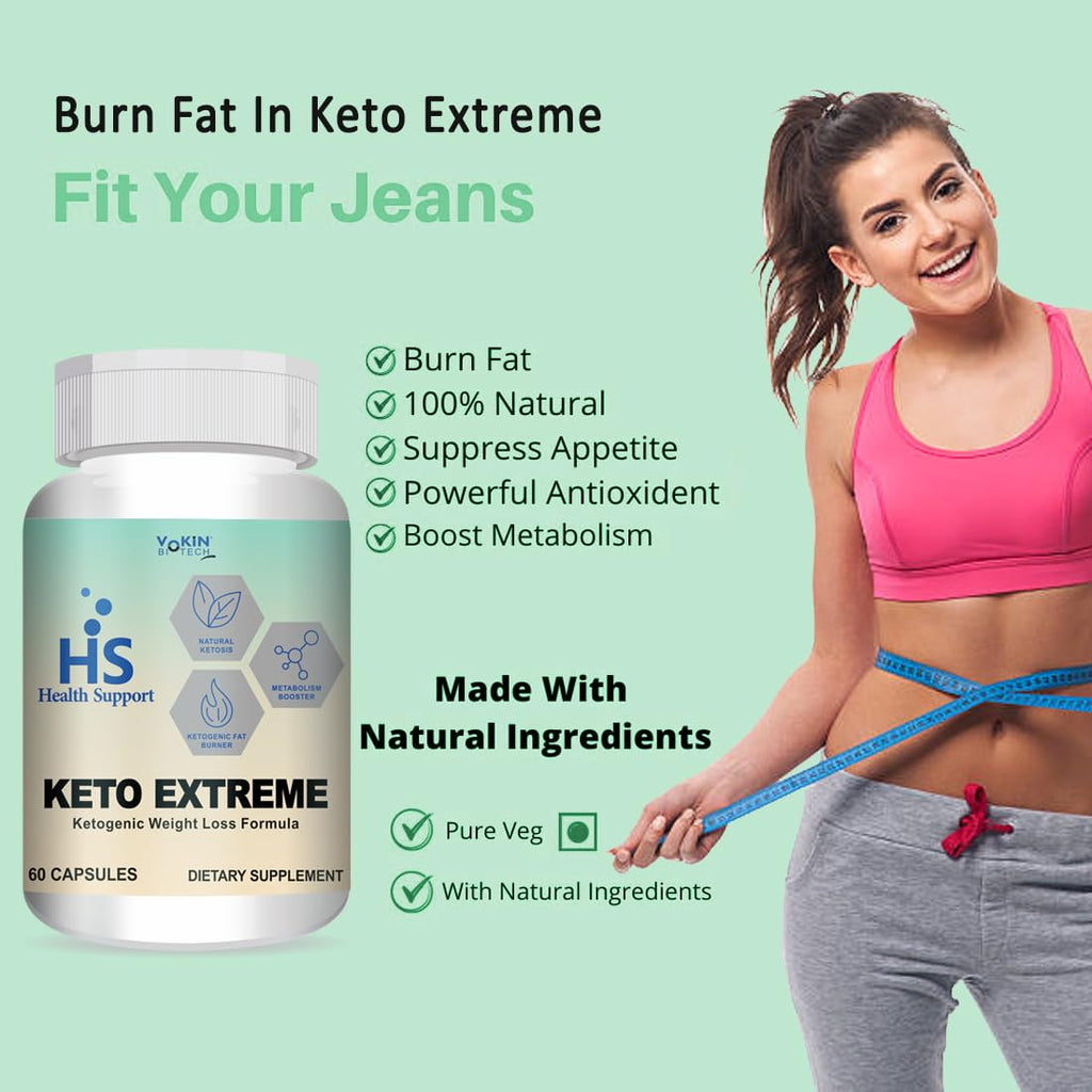 Vokin Biotech Keto Extreme Ketogenic Weight Loss Formula with Garcinia Cambogia Extract Fat Burner | Metabolism Booster (60 Capsules)