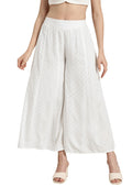 Juniper Women's Off-White Polka Dot Printed Rayon Flared Palazzo
