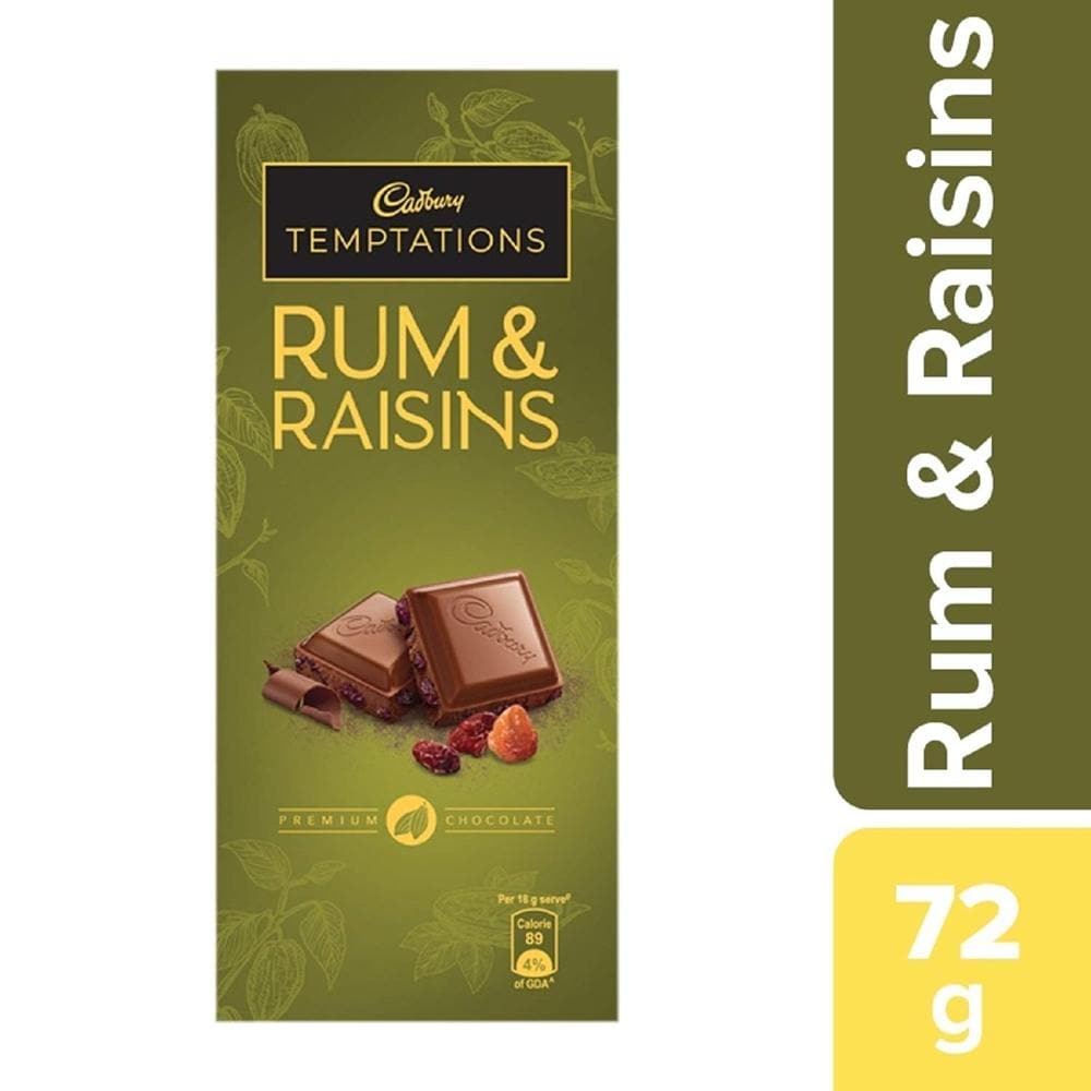 Cadbury Temptation Rum and Raisin Chocolate, 70 g