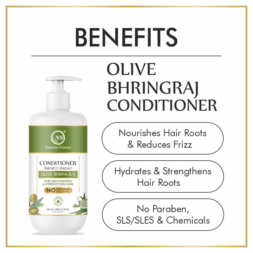 Nuerma Science Keratin Repair Olive Bhringraj Hair Conditioner for Dehydrated & Strengthen Hair