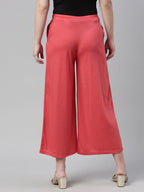 Souchii Peach-Coloured Knitted Palazzos - Distacart