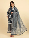 Yufta Pure Cotton Pakistani Style Kurta Set With Pant & Dupatta With Lace Detailing - Distacart