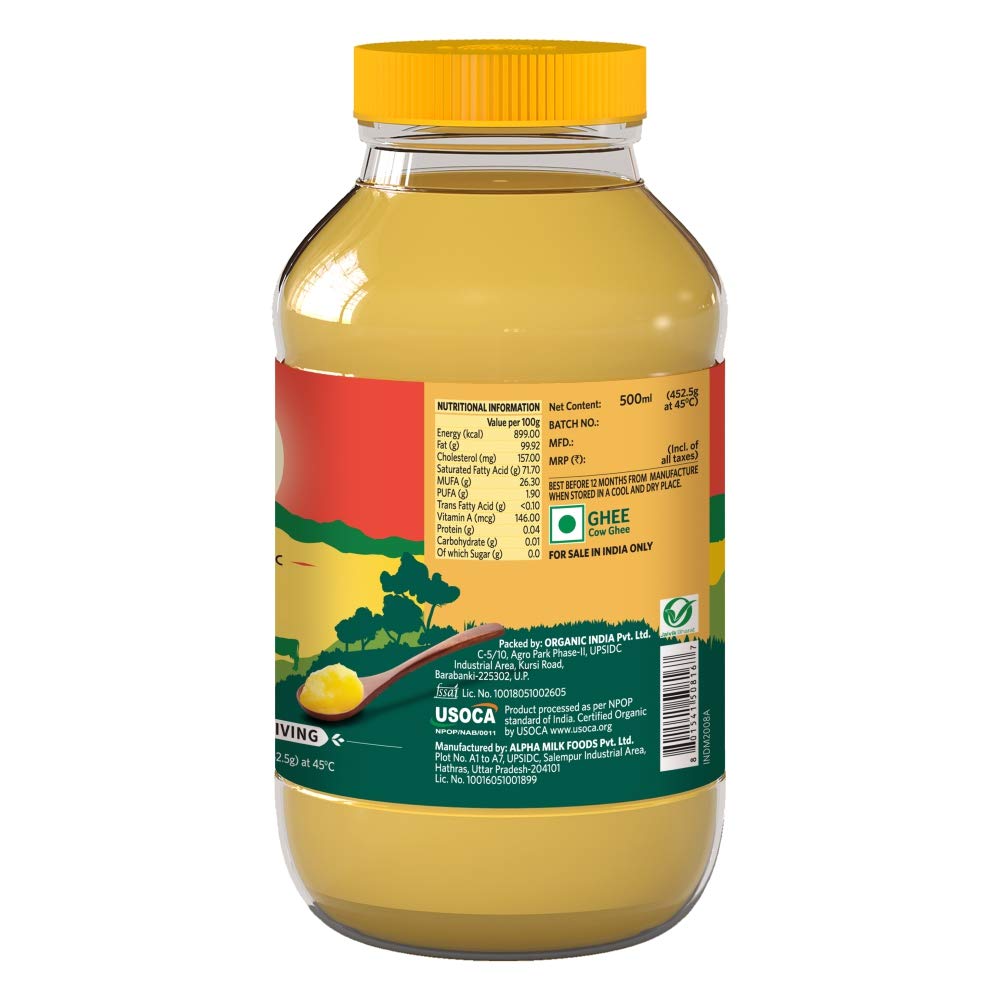 Organic India Organic Cow Ghee 500 ml Bottle - Distacart