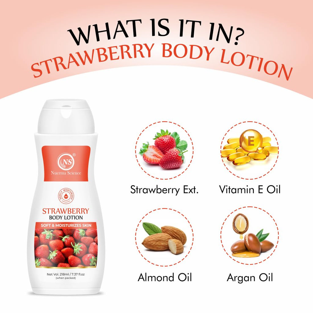 Nuerma Science Strawberry Body Lotion for Deep Skin Hydration & Moisturization