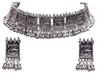 Silver-Plated Alloy Oxidised Silver Geometric Necklace - The Pari