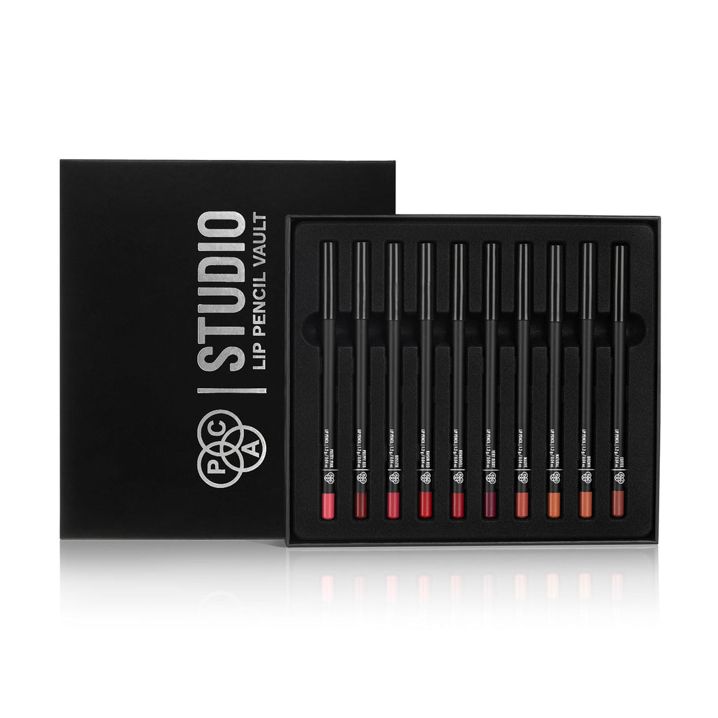 PAC Studio Lip Pencil Vault Set of 10 - Creamy Non Drying, Longwear Intense Pigment, Matte Finish