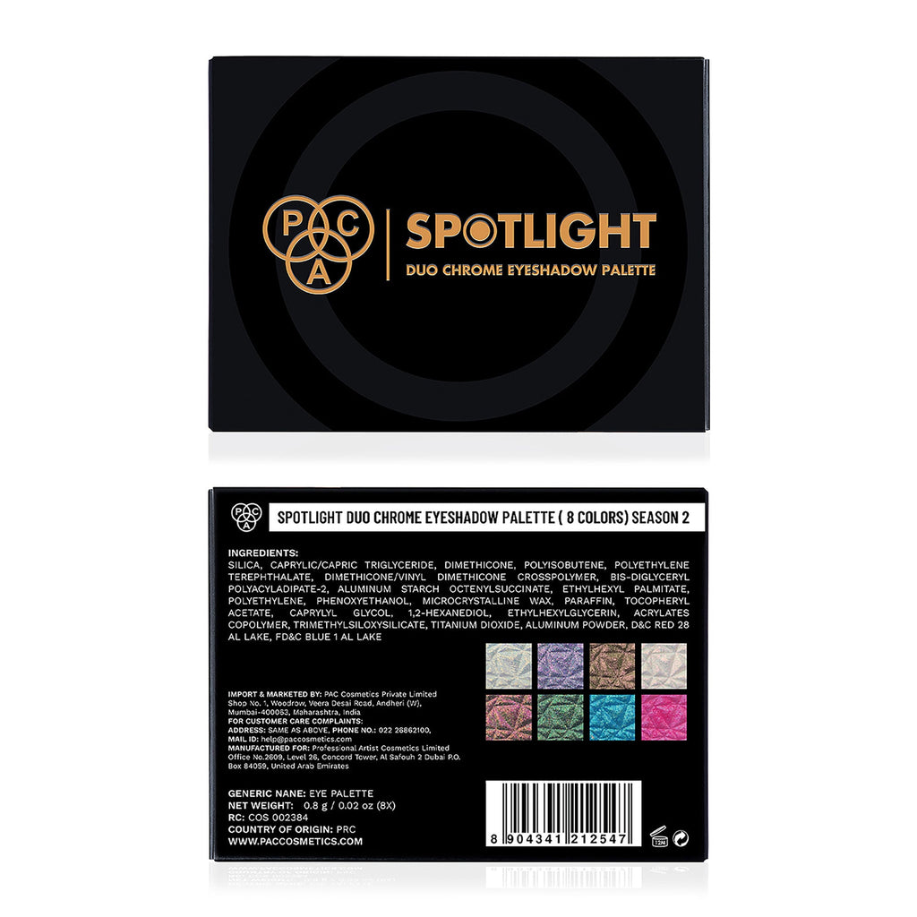 PAC Studio Spotlight Duo Chrome Palette Season 2 - Intensely Pigmented, Buttery Smooth Multi Chrome Shades