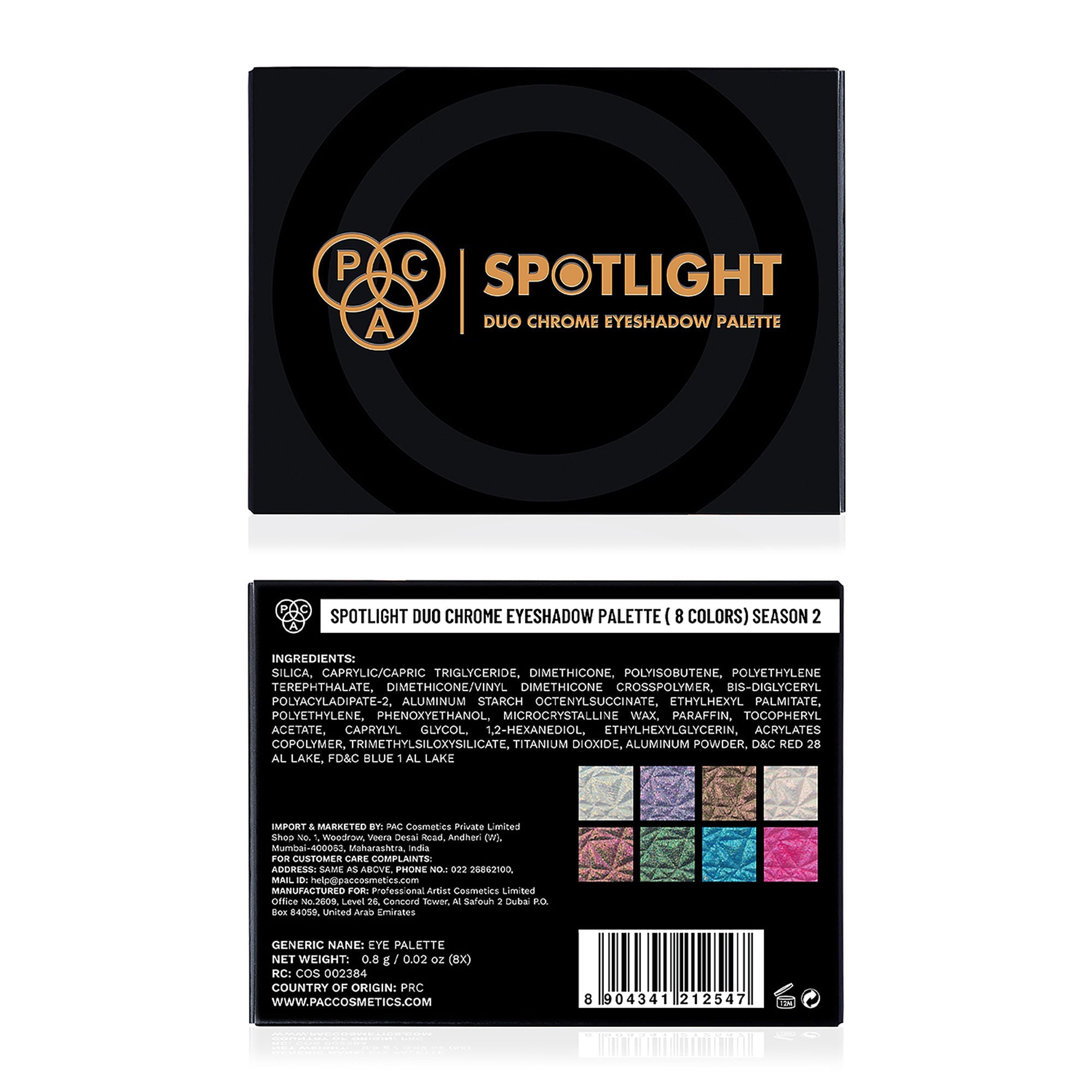 PAC Studio Spotlight Duo Chrome Palette Season 2 - Intensely Pigmented, Buttery Smooth Multi Chrome Shades