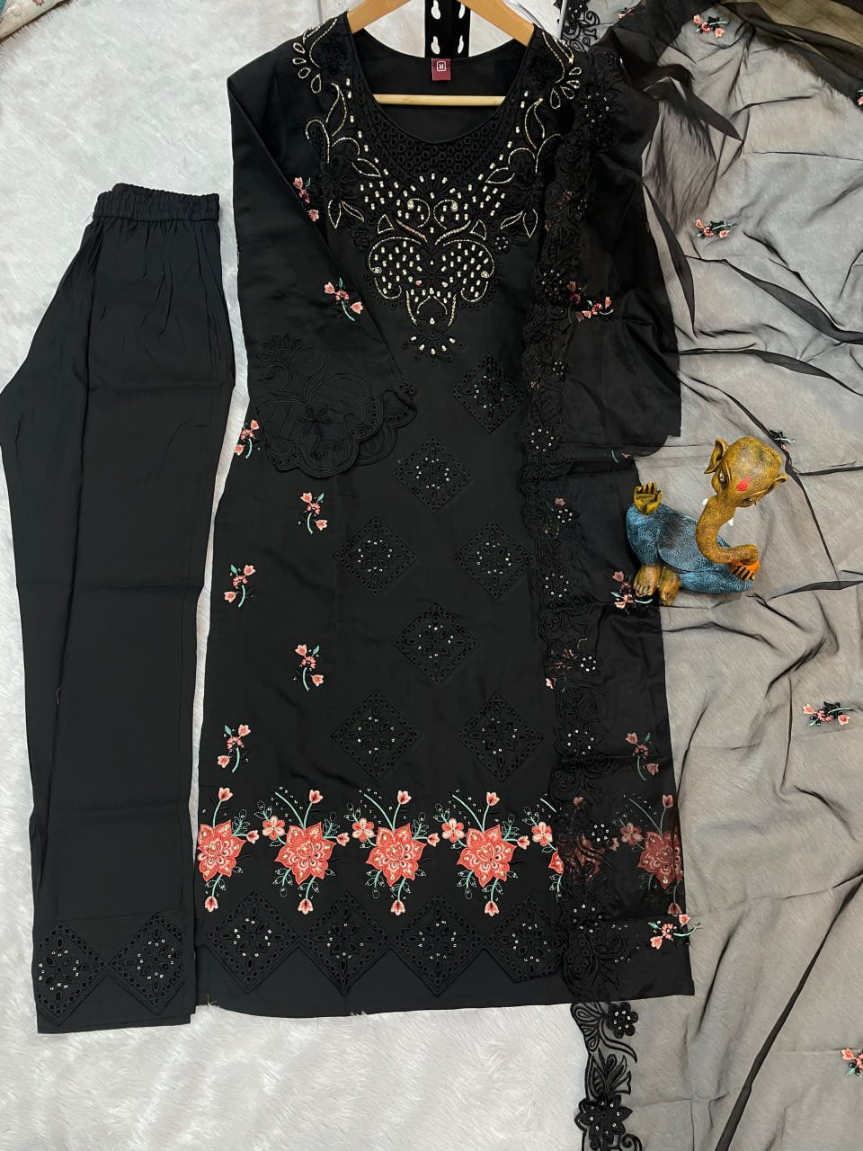 Pramukh Fab Black Color Viscose Roman Kurta Set - Distacart