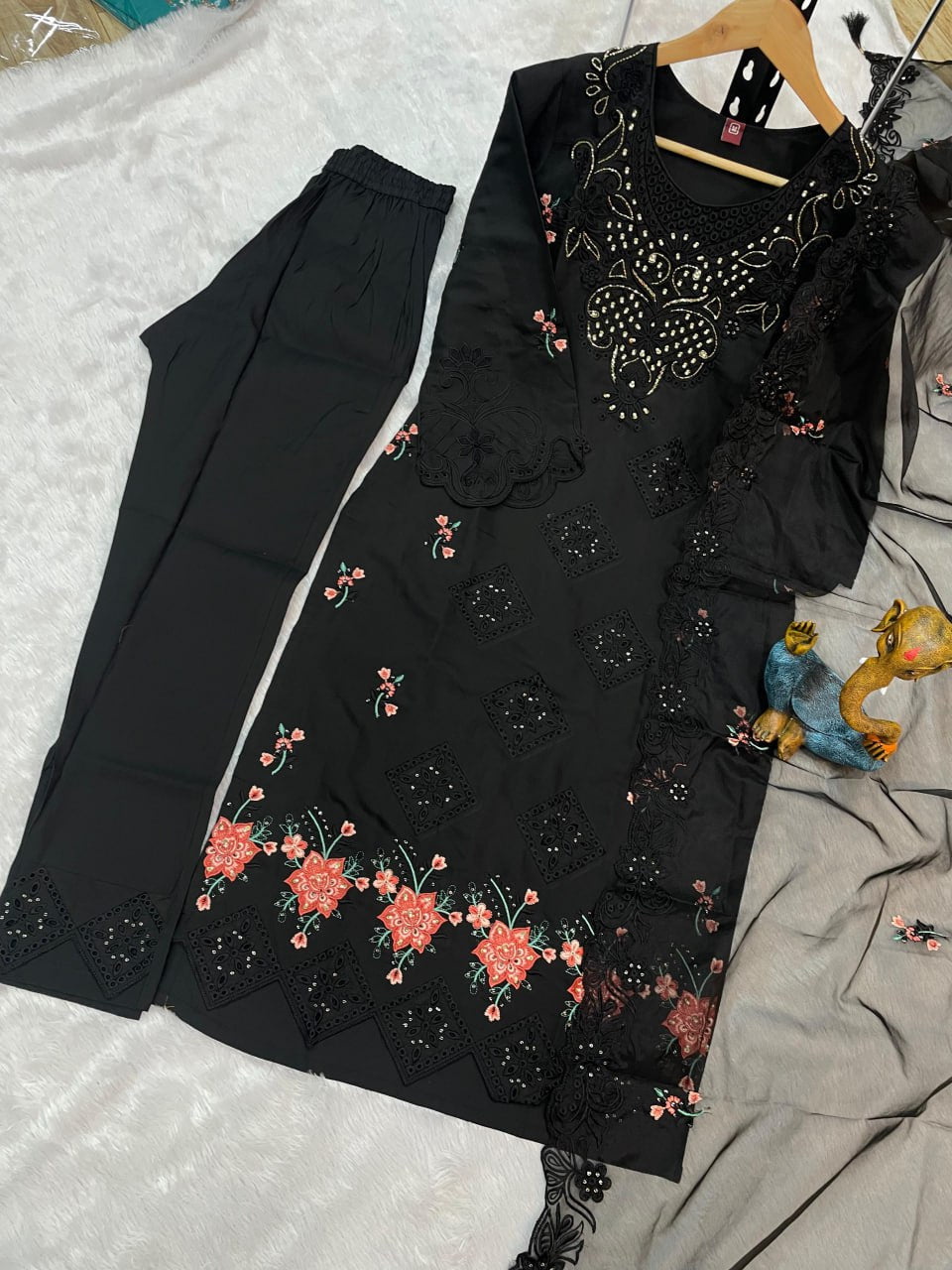 Pramukh Fab Black Color Viscose Roman Kurta Set - Distacart
