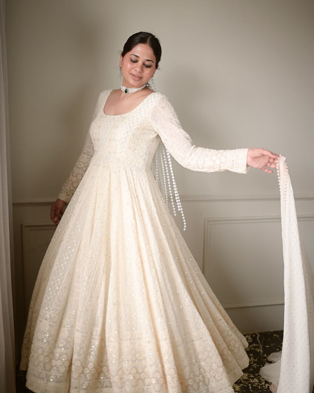 Yash Enterprise Salwar Soul Women'S White Net With Heavy Embroidery Sequin Salwar Suit - Distacart