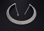 Silver-Toned Alloy Rhinestones Studded Choker Necklace - The Pari