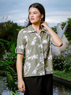 Yufta Green Liva Collared Shirt Style Top