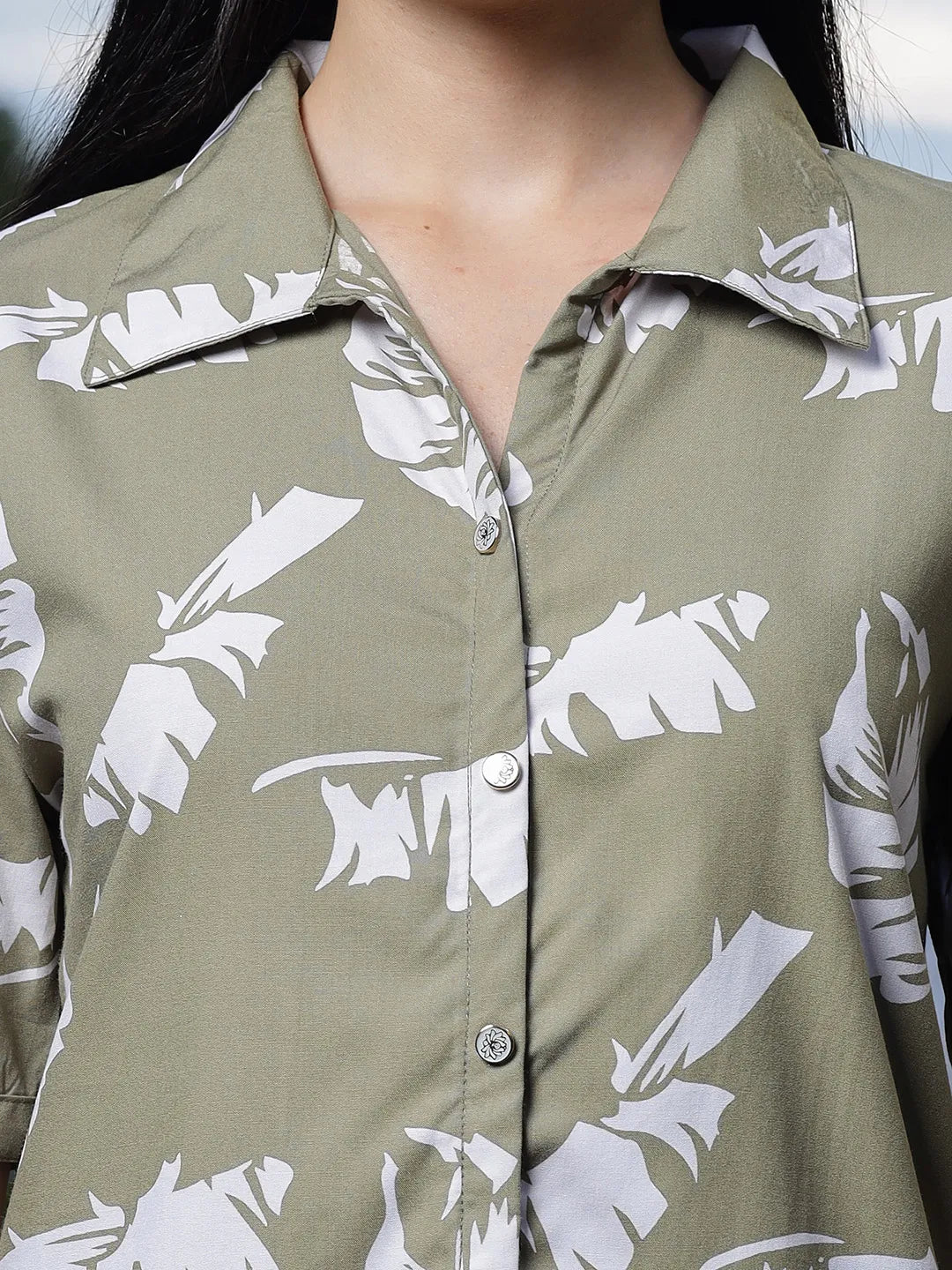 Yufta Green Liva Collared Shirt Style Top
