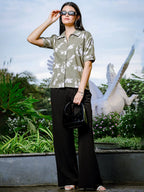 Yufta Green Liva Collared Shirt Style Top