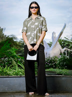Yufta Green Liva Collared Shirt Style Top