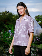 Yufta Purple Liva Collar Shirt Style Top