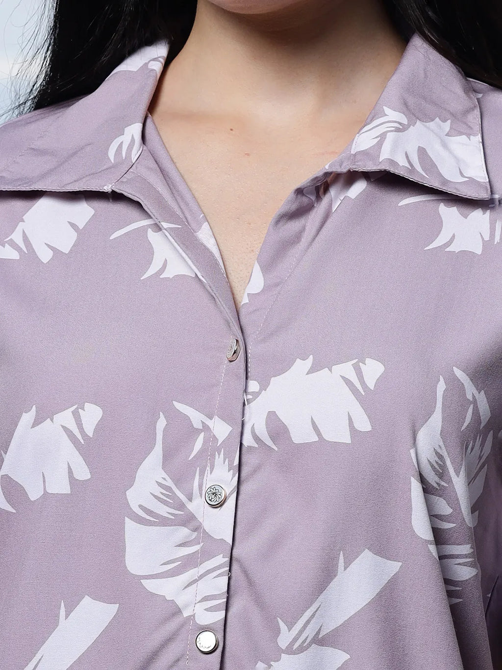 Yufta Purple Liva Collar Shirt Style Top