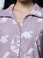 Yufta Purple Liva Collar Shirt Style Top
