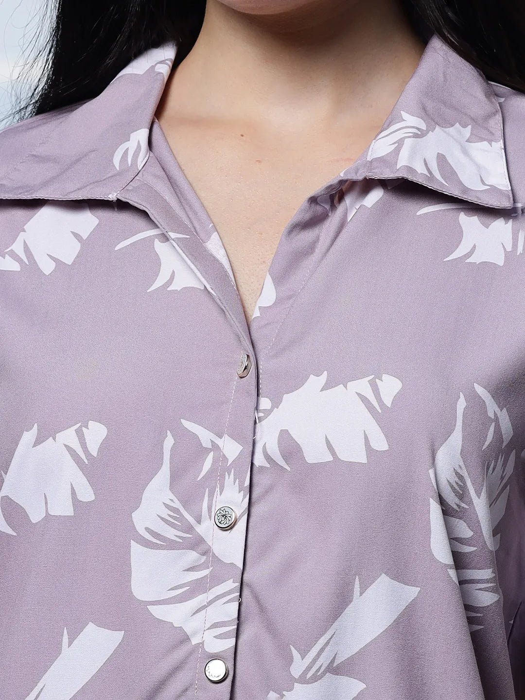 Yufta Purple Liva Collar Shirt Style Top