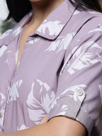 Yufta Purple Liva Collar Shirt Style Top