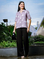Yufta Purple Liva Collar Shirt Style Top