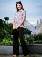 Yufta Purple Liva Collar Shirt Style Top