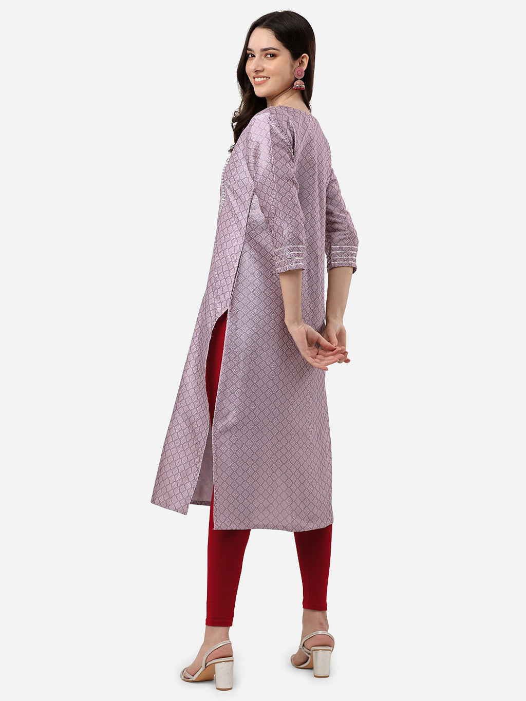 HERE&NOW Floral Embroidered Straight Regular Kurta