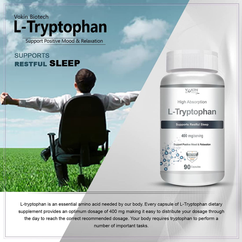 Vokin biotech L-Tryptophan – Support Positive Mood & Relaxation- 400mg