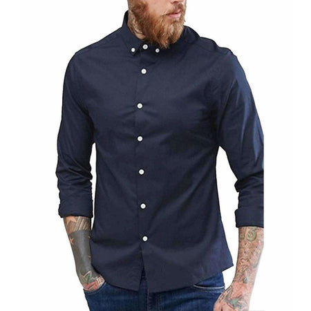 Men's Contrast Button Slim Fit Formal Shirt