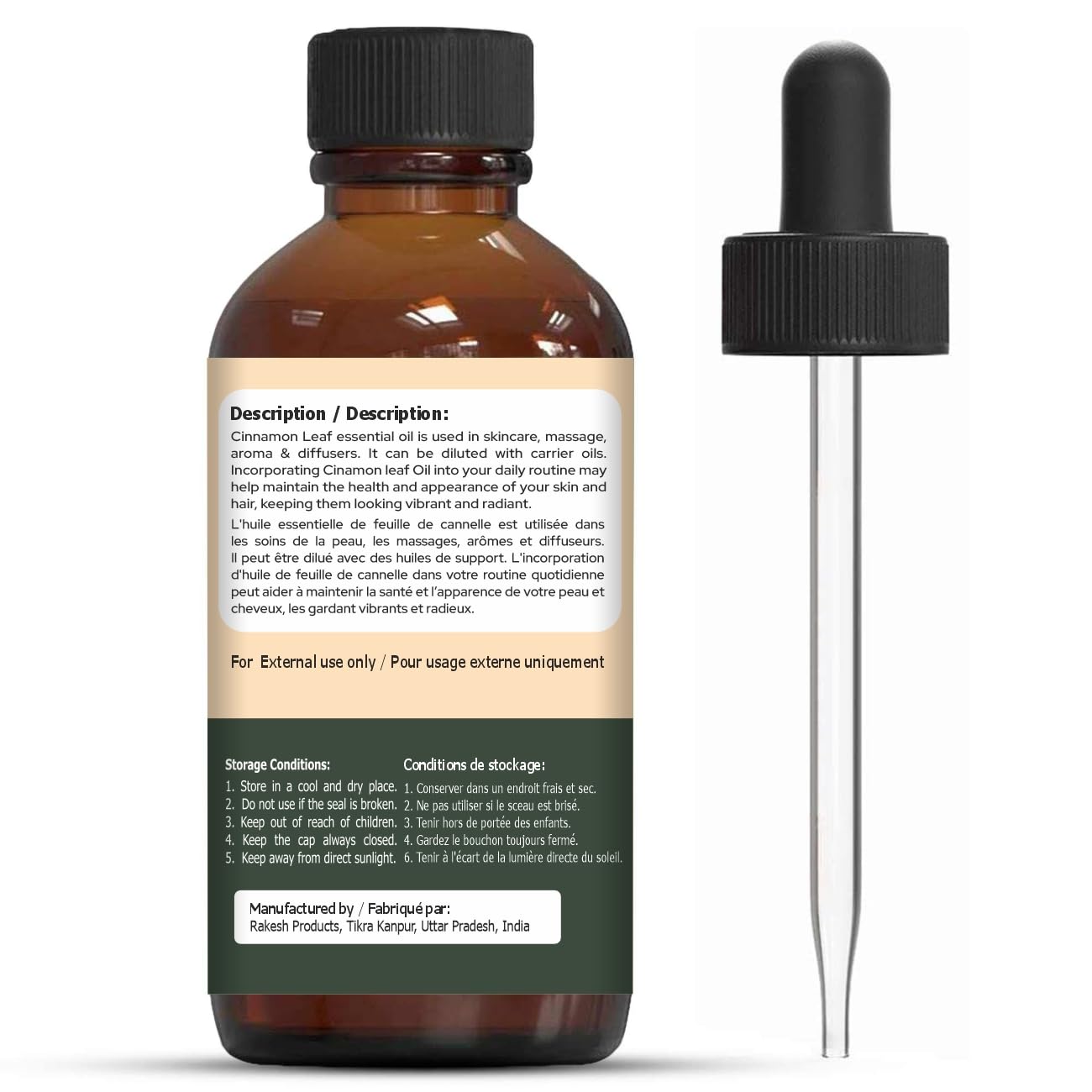 Organic Zing Cinnamon Leaf (Cinnamomum verum) Oil | Pure & Natural Essential Oil for Skincare, Massage, Aroma & Diffuser