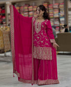 Yash Enterprise Pink Chinon Silk Party Wear Embroidery Suit Set - Distacart