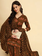 Yufta Green Pure Cotton Floral Sequins Work Kurta Set With Dupatta - Distacart