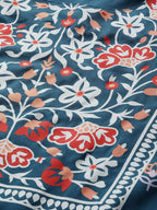Sangria Women Teal Blue & White Printed Kurta with Palazzos