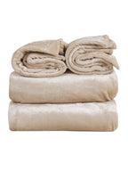 Nendle Beige Woollen 400 TC King Bedsheet with 2 Pillow Covers