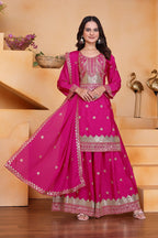 Yash Enterprise Pink Chinon Silk Party Wear Embroidery Suit Set - Distacart