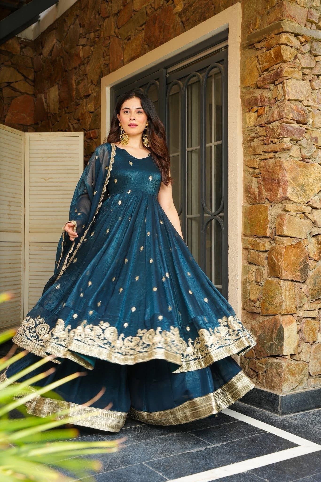 Yash Enterprise Rama Green Simmer Silk Party Wear Ebroidery Suit Set - Distacart