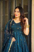 Yash Enterprise Rama Green Simmer Silk Party Wear Ebroidery Suit Set - Distacart