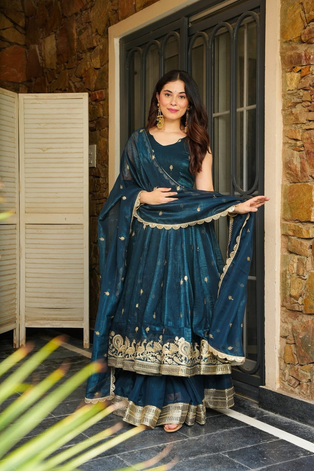 Yash Enterprise Rama Green Simmer Silk Party Wear Ebroidery Suit Set - Distacart