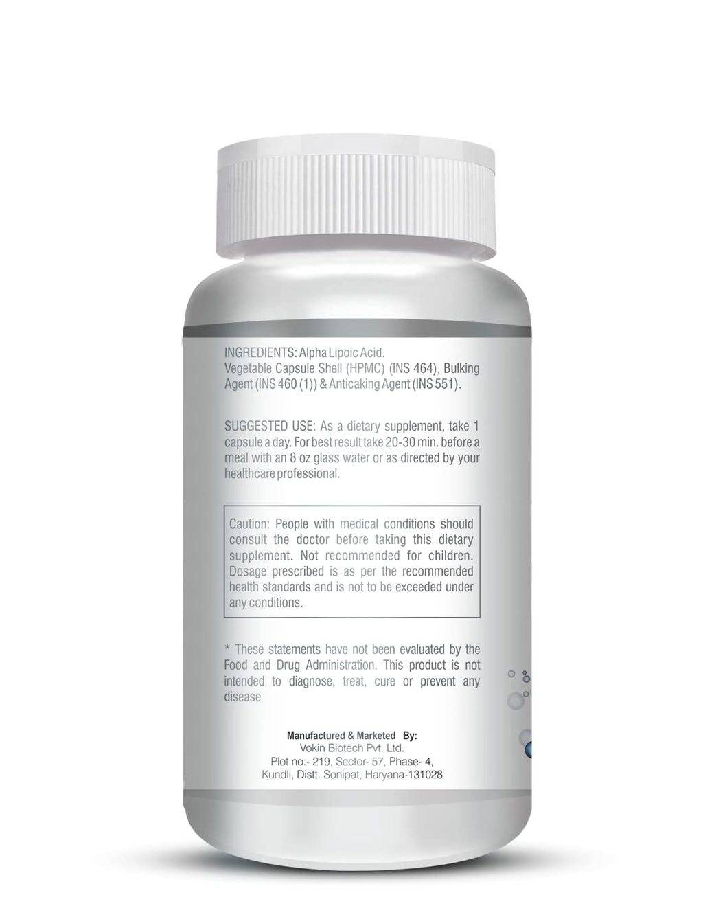 Vokin Biotech Alpha Lipoic Acid (ALA) 300 mg- Support Nerve Health & Sugar Metabolism)