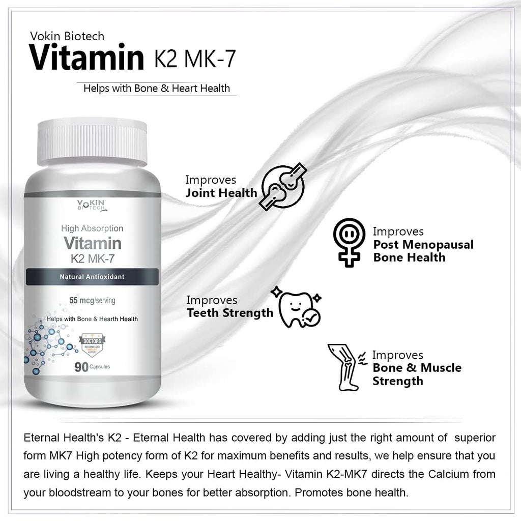 Vokin Biotech Vitamin K2 MK-7- Support Bone & Heart Health - 55mc Capsules