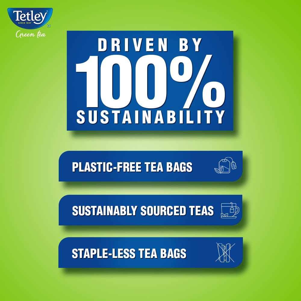 Tetley Green Tea Lemon and Honey plastice free bags