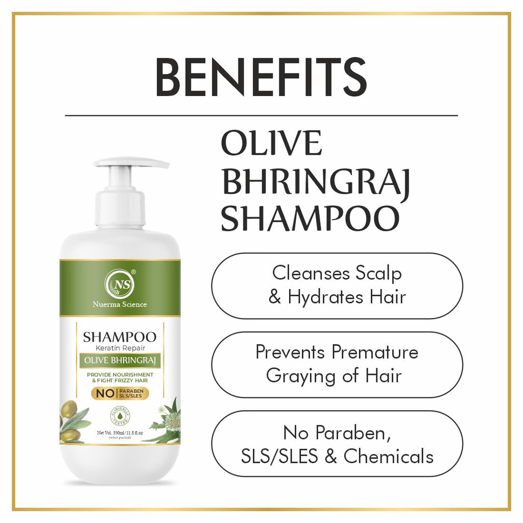 Nuerma Science Keratin Repair Natural Hairfall Control Olive Bhringraj Shampoo